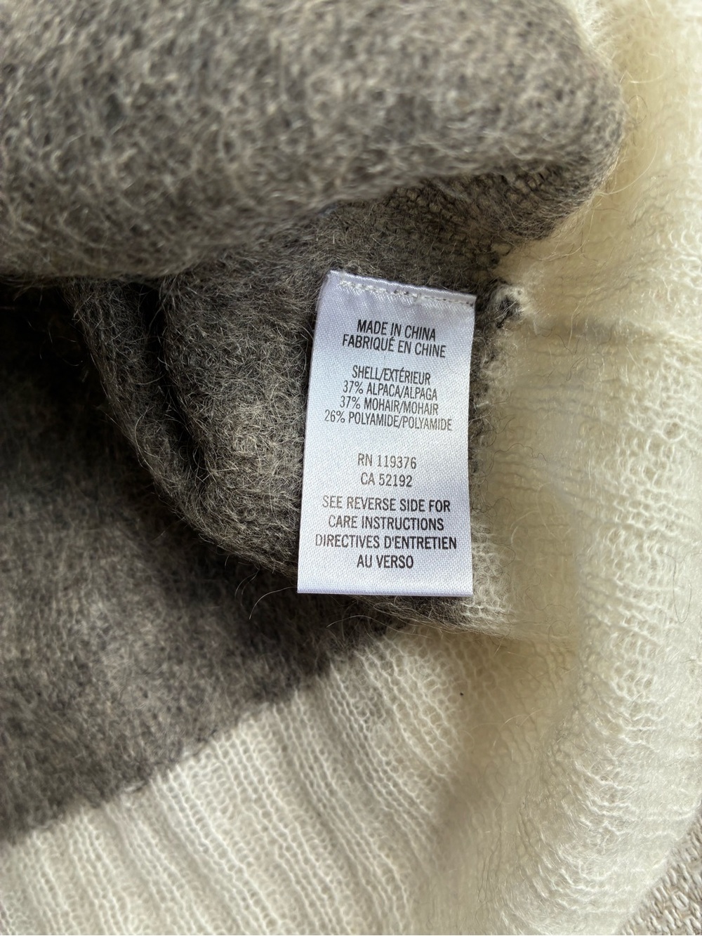 Helmet Lang Sweater Women’s Large Alpaca Wool Gray Cream Colorblock Mohair - Picture 4 of 9
